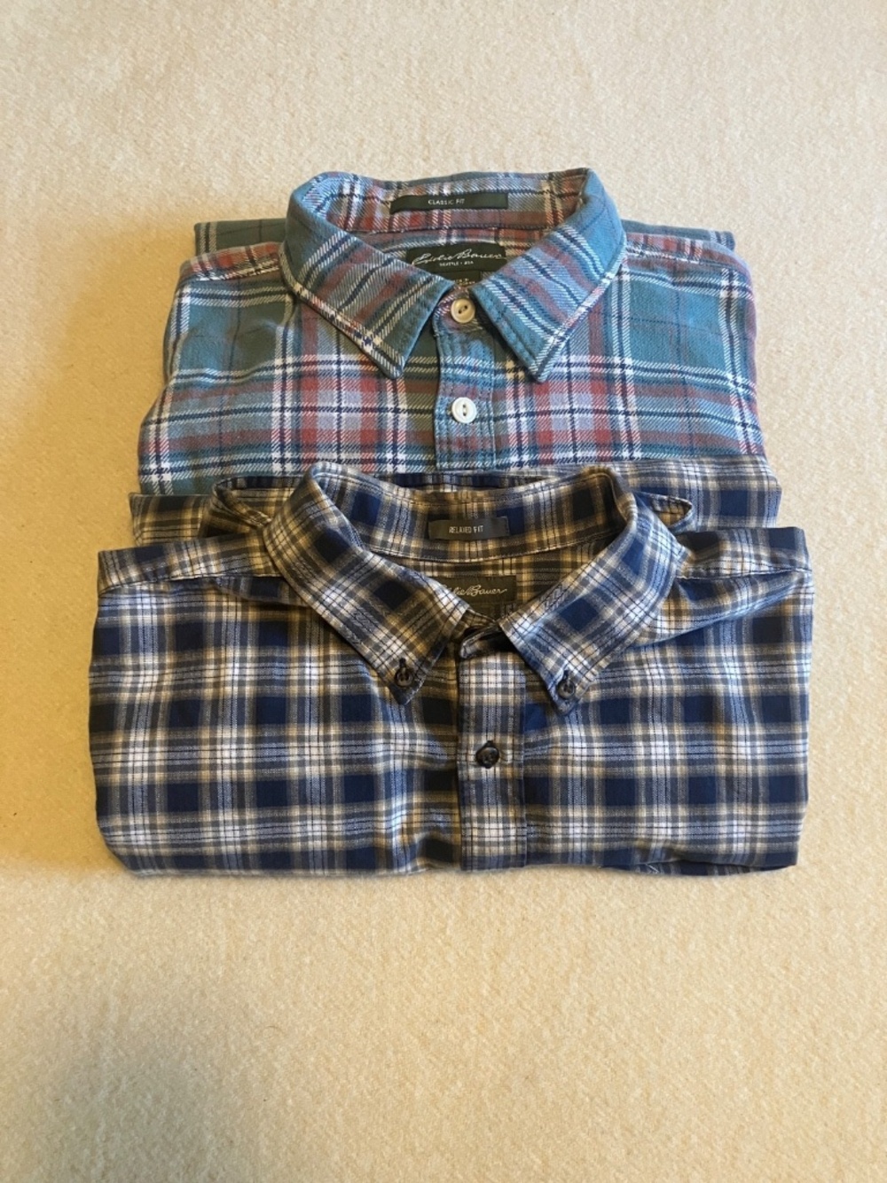 Lot of 2 Eddie Bauer Shirts - MT/LT Medium and Large Tall